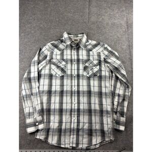 Coastal Mens S Western Pearl Snap Plaid Button Up Long Sleeve Shirt Preppy Rodeo